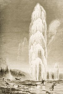 Giantess Geyser i Yellowstone National Park i udbrud i løbet af 1870